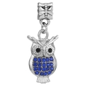 Ciondolo gufo argentato con strass blu scuro e perline nere per gioielli fai-da-te - Gufo in Pavé Vintage (033)