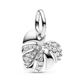 Poliertes Silber-Charm Monstera-Blatt mit Zirkonia-Pavé für das DIY-Armband - Silver Monstera Leaf Charm
