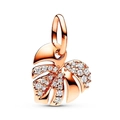 Roségoldener Monstera-Blatt Anhänger mit funkelndem Kristall-Pavé für Halsketten - Rose Gold Monstera Leaf Charm