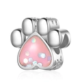 Pink heart paw print charm with rainbow sequins for charm bracelets and necklaces - Pink Heart Sequin Paw (023)