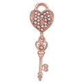 Ciondolo a forma di lucchetto a cuore e chiave in oro rosa con cristalli lucenti - 017: Lucchetto a Cuore Oro Rosa Pavé con Chiave