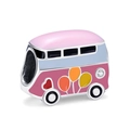 Rosa Emaille Wohnmobil Charm mit bunten Ballons und Herz aus S925 Silber - Wohnmobil (021)