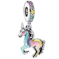 Colorful enamel unicorn pendant with crystal bail for DIY charm bracelets and jewelry - Standard Spec / Colorful Unicorn (002)
