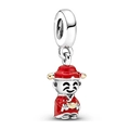Abalorio de plata del Dios de la Riqueza con esmalte rojo y detalle de lingote - Estilo de Dios de la Riqueza (028)