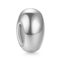 Perle de breloque en argent poli avec finition miroir brillante pour bijoux DIY - Perle Ovale Argentée (014)