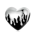 Luxury heart-shaped charm with silver metal finish and black enamel melting effect - Black Silver Fluid Heart Shape (007)