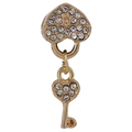 Ciondolo a lucchetto a cuore e chiave dorata con cristalli per bracciali fai-da-te - 019: Lucchetto a Cuore Oro Pavé con Chiave