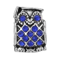 Ciondolo gufo argento con cristalli blu e tocco per bracciale a catena serpente - Ciondolo Gufo con Tocco (012)