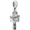 Colgante de gato de la suerte plateado con etiqueta de fortuna para pulseras DIY - Estilo de Maneki Neko de la Buena Suerte (032)