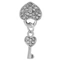Lussuoso ciondolo a lucchetto a cuore e chiave d'argento con pavé di zirconi brillanti - 022: Set Lucchetto a Cuore Argento Pavé con Chiave