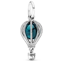 Deep blue hot air balloon pendant in S925 silver with heart basket detail - Heart Hot Air Balloon (026)