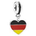 Pendentif cœur en argent avec drapeau allemand en émail pour bracelets et colliers - Cœur du Drapeau Allemand (021)