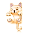 Charme de chat endormi en or rose avec détails en émail rose et finition métallique - Chat Allongé Or Rose (015)