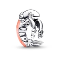 Silver lobster charm in coral orange enamel with cubic zirconia for DIY bracelets - Coral Orange Lobster Style (001)
