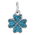 Ciondolo a quadrifoglio in argento con zirconi blu brillante incastonati per bracciali - Ciondolo Quadrifoglio Micro-Pavé Pietra Blu Argento (037)