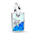 Silberner Kronenanhänger mit blauem Flugzeugdesign für DIY Charms Armbänder und Ketten - Blauer Flugzeug-Anhänger-Stil (Z-021)
