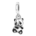 Detaillierter S925 Sterling Silber Panda Charm mit Emaille für DIY Perlenarmbänder - Herzpfote Panda (021)