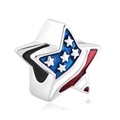 Perle étoile drapeau américain en métal argenté pour bracelet à breloques DIY - Étoile du Drapeau US (017)