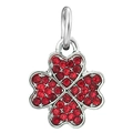Ciondolo quadrifoglio in argento con cristalli rossi per creazione gioielli DIY - Pendaglio Quadrifoglio Rosso Pavé (029)