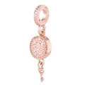 Ciondolo a forma di lucchetto e chiave in oro rosa per bracciali DIY con incisione - 032: Lucchetto Oro Rosa Testurizzato con Piccola Chiave