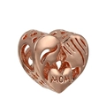 Abalorio de corazón en oro rosa con diseño recortado y letras MOM para pulseras DIY - Estilo Corazón MOM Oro Rosa (012)