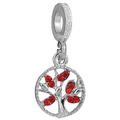 Ciondolo albero della vita in argento con cristalli rossi per bracciali DIY - Pendaglio Albero della Vita Strass (038)