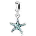 Silver starfish charm pendant with blue pavé crystals for DIY jewelry bracelets - Sky Blue Pave Starfish Style (015)