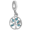 Silver tree of life charm bead with light blue crystals for DIY jewelry making - Tree of Life Pendant Style (021)