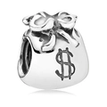 Abalorio de bolsa de dinero de plata con signo de dólar para pulseras de bricolaje - Estilo de Bolsa de Dinero de Dólar (035)