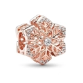 Roségoldener Schneeflocken-Charm mit funkelnden Zirkonia-Steinen für Armbänder - Roségold Schneeflocke (001)