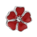 Pandora style red enamel flower charm pendant with sparkling cubic zirconia stone center - Red Five-Petal Flower Center Stone Charm (019)