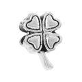 Silver-finished four-leaf clover charm bead with hollow design for DIY bracelets - 4mm / Four-Leaf Clover (008)