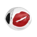 Perle charm en argent avec lèvres en émail rouge pour bracelets et colliers DIY - Motif de Lèvres Rouges Sexy (006)