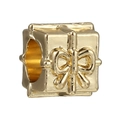 Charm a forma di scatola regalo dorata con fiocco e finitura lucida per bracciali - Scatola Regalo Oro (034)