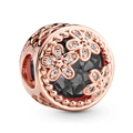 Roségoldener Gänseblümchen-Charm mit schwarzem Schmuckstein und Herz-Ausschnitten - Standard Spezifikation / Schwarzer Stil (003)