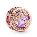 Roségoldener Gänseblümchen-Charm mit lila Kristall und funkelnden Zirkonia-Akzenten - Standard Spezifikation / Violetter Stil (004)