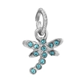 Exquisite silver dragonfly pendant with light blue crystals and round hook connector - Light Blue Rhinestone Dragonfly (007)