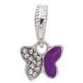 Silver butterfly charm with purple enamel and sparkling crystals for DIY bracelets - Purple Enamel Butterfly Pendant (7)
