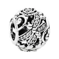 Silver hollow dragonfly and flower charm bead with sparkling crystals for DIY bracelets - Dragonfly Floral Hollow Charm (015)