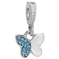 Pendentif papillon en argent avec cristaux bleus pour bracelets bijoux DIY printemps - Papillon Demi-Aile Argent Strass Bleu (018)