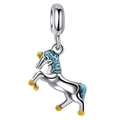 DIY horse charm bead with blue enamel mane and yellow accents for charm bracelets - Normal Specification / Blue Mane Unicorn (023)