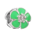 Charm margherita in smalto verde argento per collane e bracciali con perline DIY - Stile Fiore a Cinque Petali Verde (003)