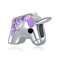 Polished silver unicorn bead with purple enamel detail for DIY jewelry making - Standard Spec / Purple Unicorn Head (011)