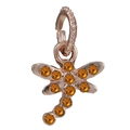 Rose gold dragonfly charm with orange crystals for DIY bracelets and necklaces - Rose Gold Amber Rhinestone Dragonfly (021)