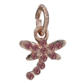 Rose gold dragonfly pendant charm with sparkling pink crystals for DIY jewelry making - Rose Gold Pink Rhinestone Dragonfly (022)