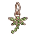 Rose gold dragonfly pendant charm featuring pavé green crystals for DIY jewelry making - Rose Gold Green Rhinestone Dragonfly (023)