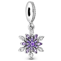 Glänzender Schneeflocke-Anhänger mit lila Kristallen und weißen Zirkonia für DIY-Schmuck - Lila Strass Schneeflocken-Anhänger (003)