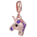 Rose gold unicorn charm with purple enamel detailing for DIY charm bracelets - Standard Spec / Gold Purple Unicorn (014)