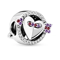 Pendentif cœur en argent avec flèche de Cupidon et zircons pour bracelets perles - Style Flèche de Cupidon à Travers le Cœur (032)