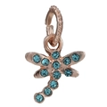 Rose gold dragonfly pendant charm featuring sky blue rhinestones for DIY jewelry - Rose Gold Blue Rhinestone Dragonfly (024)